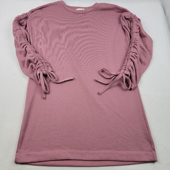 Lush mauve ruched sleeve oversized sweatshirt dress - Picture 2 of 5